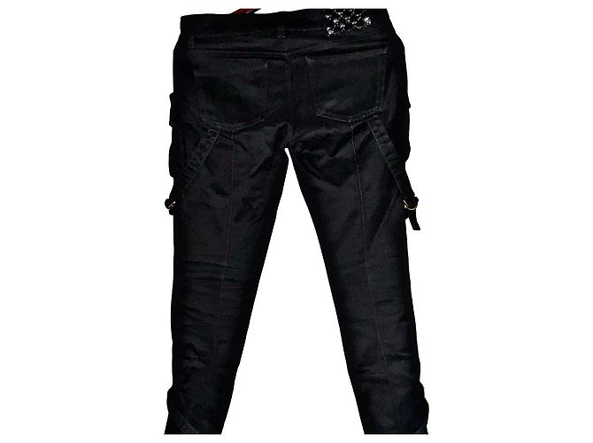 Gucci Tom Ford Rare Black Bondage Style Denim Negro - vista 11