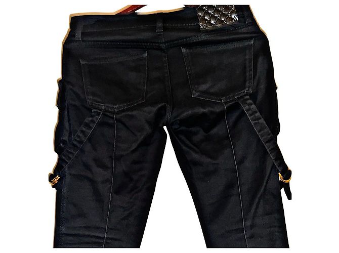 Gucci Tom Ford Rare Black Bondage Style Denim Negro - vista 12