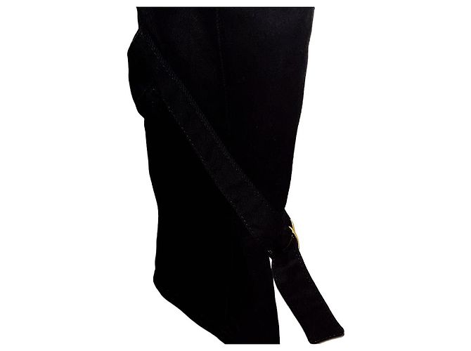 Gucci Tom Ford Rare Black Bondage Style Denim Negro - vista 16