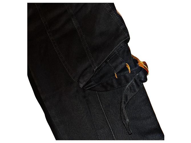 Gucci Tom Ford Rare Black Bondage Style Denim Negro - vista 6