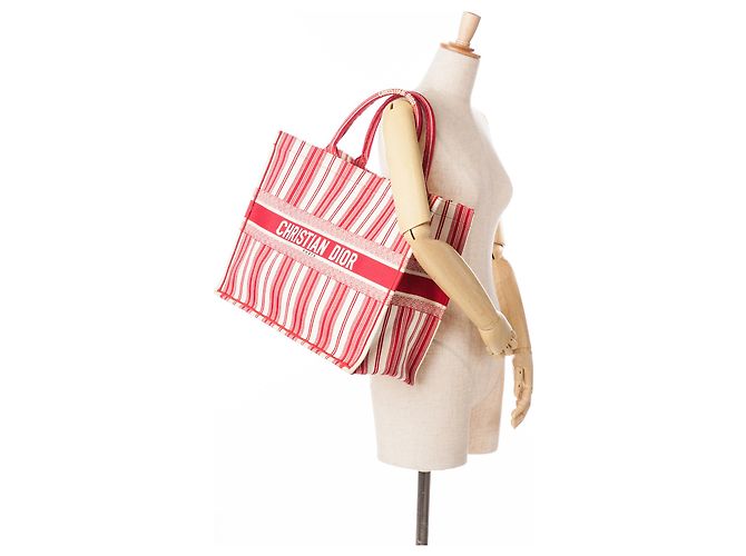 Book Tote Dior Rosso Grande Borsa a Strisce - vista 9