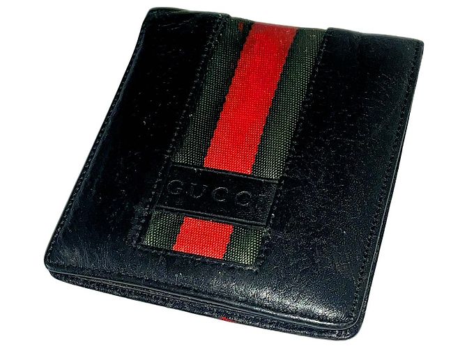 Gucci Black Calf Leather Web Wallet - view 3