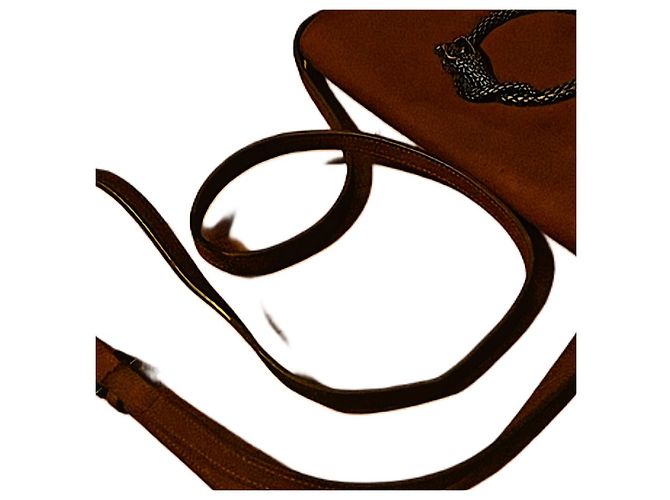 Borsa Serpente in pelle e suede dell'archivio Saint Laurent 16 AW Hedi Slimane autentica Marrone - vista 10