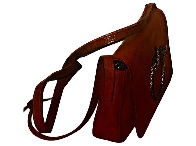 Borsa Serpente in pelle e suede dell'archivio Saint Laurent 16 AW Hedi Slimane autentica Marrone - vista 4