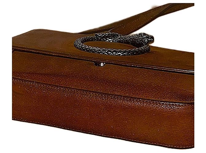 Borsa Serpente in pelle e suede dell'archivio Saint Laurent 16 AW Hedi Slimane autentica Marrone - vista 6