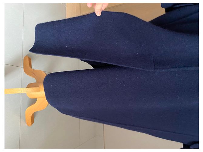 Autre Marque Abrigo de lana de visón y piel de visón azul marino con capucha - vista 7
