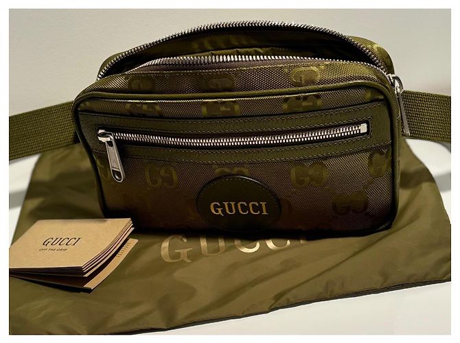 Borsa a cintura Gucci verde oliva nylon - vista 5