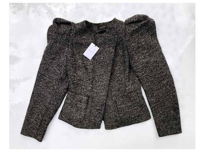 Isabel Marant Jacke Dunkelgrau Wolle und Alpaka Größe 40 Anthrazitgrau - Ansicht 3