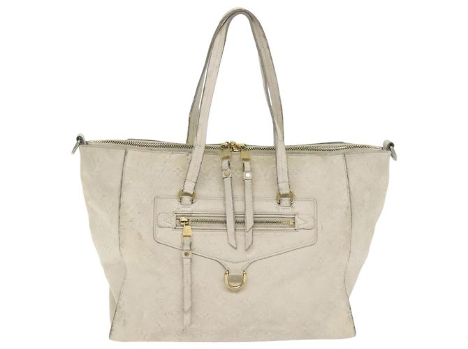 LOUIS VUITTON Borsa Tote Lumineuse PM Monogram Empreinte Neige M93411 Auth 86195 Bianco - vista 13