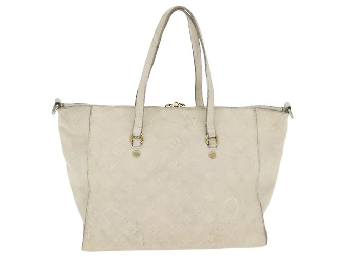 LOUIS VUITTON Borsa Tote Lumineuse PM Monogram Empreinte Neige M93411 Auth 86195 Bianco - vista 2