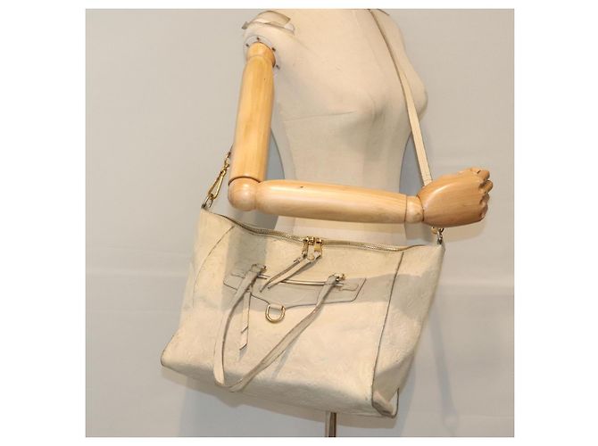 LOUIS VUITTON Borsa Tote Lumineuse PM Monogram Empreinte Neige M93411 Auth 86195 Bianco - vista 23