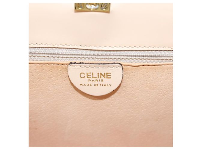 Céline Borsa a mano CELINE in pelle 2 vie crema oro Auth 91296 D'oro Crudo - vista 18