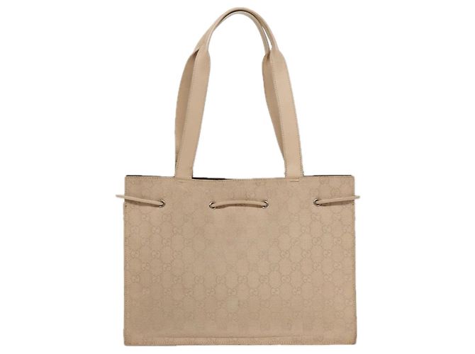 GUCCI GG Canvas Tote Bag Beige Silber 002 1053 Auth 90509 - Ansicht 2