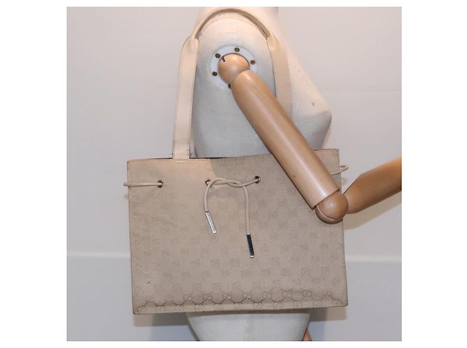 GUCCI GG Canvas Tote Bag Beige Silber 002 1053 Auth 90509 - Ansicht 21