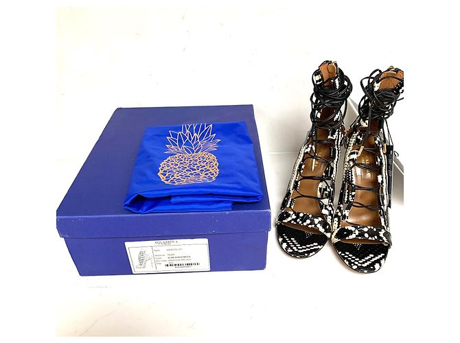 Sandálias Aquazzura Amazon de couro preto com amarração - vista 10