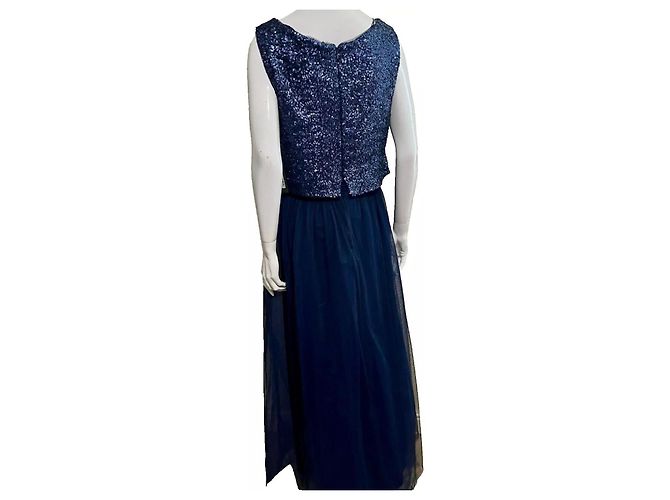Vera Wang Abito da ballo in paillettes e tulle blu navy - vista 2