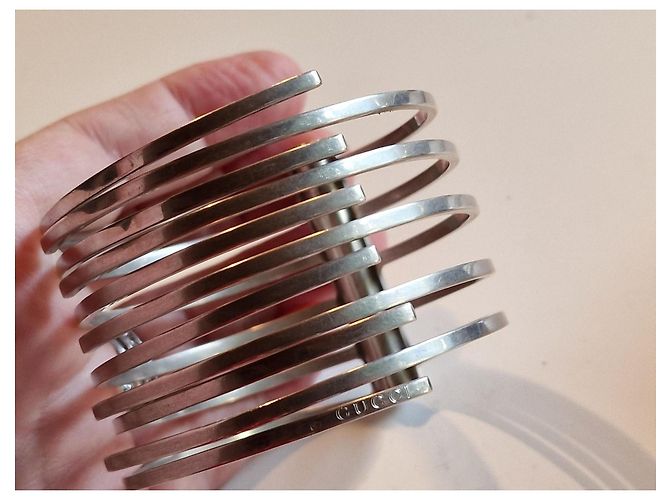 Bracciale rigido con cerniera Gucci in argento - vista 10