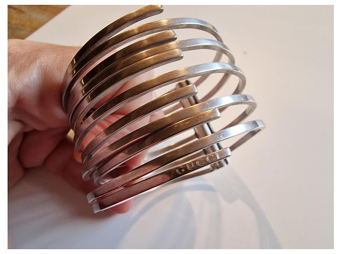 Bracciale rigido con cerniera Gucci in argento - vista 4