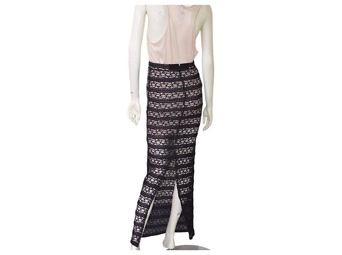 Falda larga de encaje negro transparente Alice + Olivia - vista 2