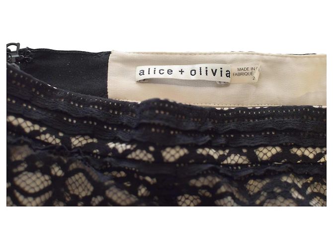 Falda larga de encaje negro transparente Alice + Olivia - vista 3