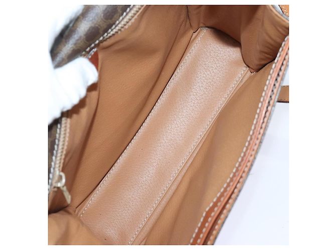 Céline Bolsa de ombro em lona Macadam CELINE em couro PVC marrom Auth 89824 - vista 11