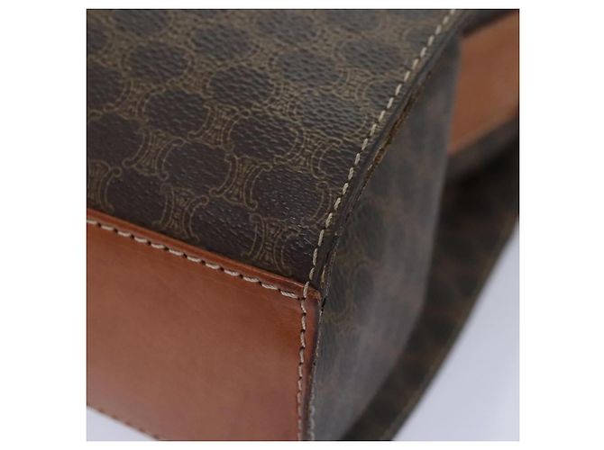 Céline Bolsa de ombro em lona Macadam CELINE em couro PVC marrom Auth 89824 - vista 14
