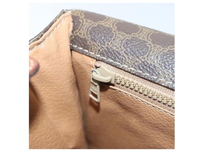 Céline Bolsa de ombro em lona Macadam CELINE em couro PVC marrom Auth 89824 - vista 23