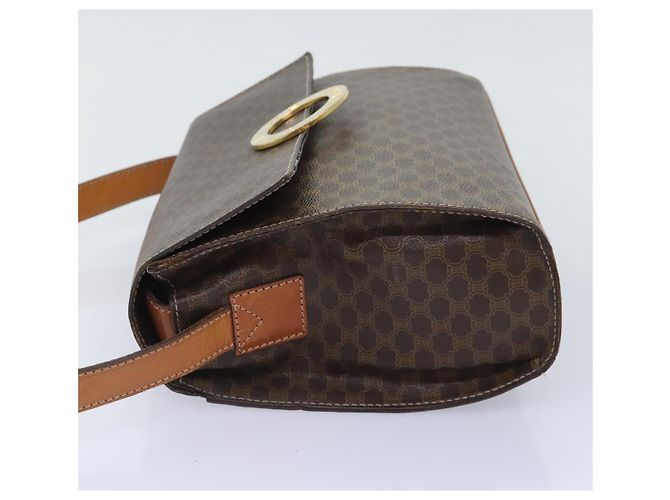 Céline Bolsa de ombro em lona Macadam CELINE em couro PVC marrom Auth 89824 - vista 4