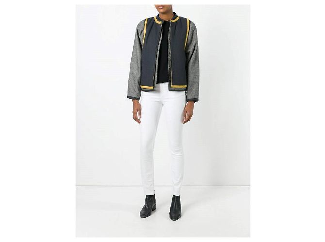 Gianni Versace Twill-Wolljacke Weiß Grau Sand - Ansicht 2