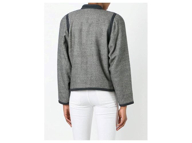 Gianni Versace Twill-Wolljacke Weiß Grau Sand - Ansicht 4