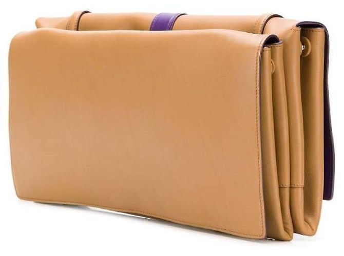 Borsa a spalla in pelle beige e viola Prada - anni 2000 Porpora Sabbia - vista 3