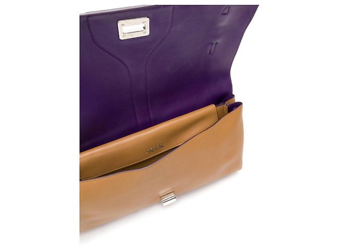 Borsa a spalla in pelle beige e viola Prada - anni 2000 Porpora Sabbia - vista 4