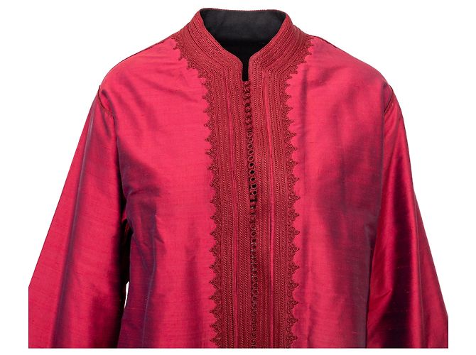 Autre Marque Giacca Lunga Ricamata Collection Privée Rosso - vista 4