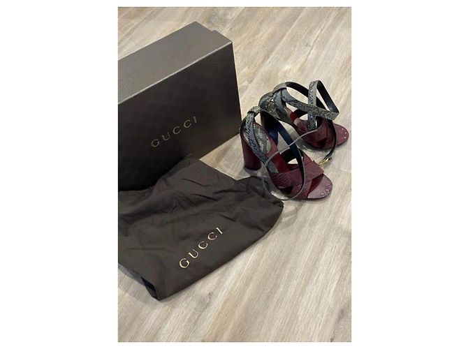 Marmont Sandali in pelle di serpente Gucci Rosso - vista 2