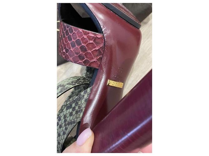 Marmont Sandali in pelle di serpente Gucci Rosso - vista 6