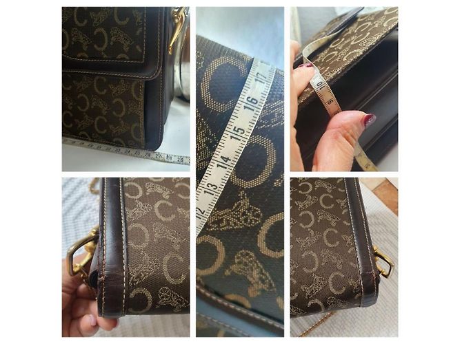 Céline Vintage Umhängetasche Braun Golden - Ansicht 11