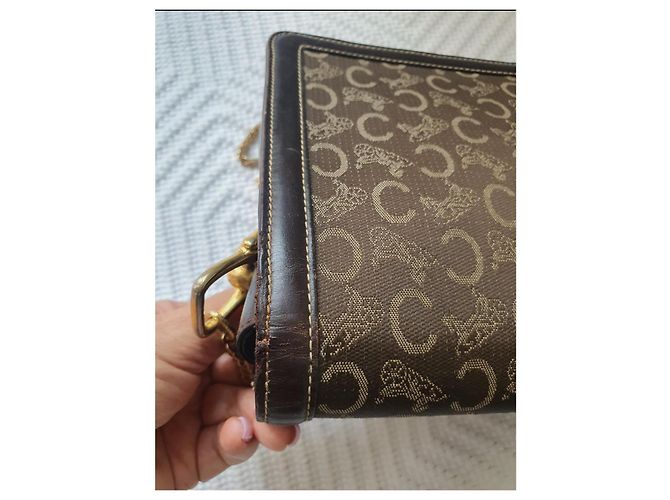 Céline Vintage Umhängetasche Braun Golden - Ansicht 16