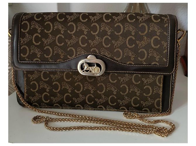 Céline Vintage Umhängetasche Braun Golden - Ansicht 2