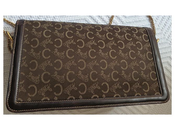 Céline Vintage Umhängetasche Braun Golden - Ansicht 3