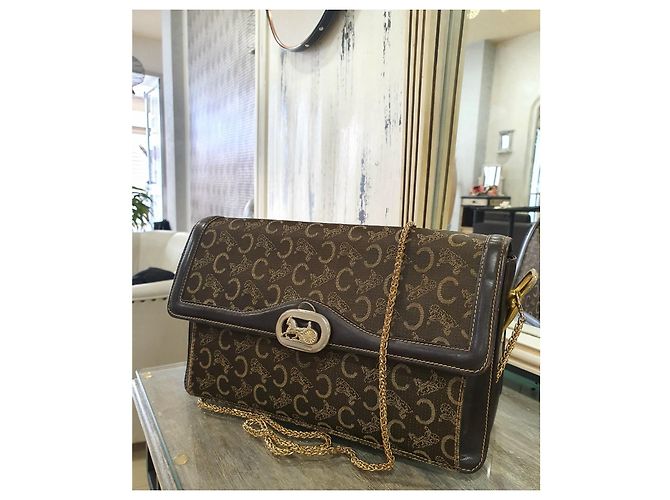 Céline Vintage Umhängetasche Braun Golden - Ansicht 4