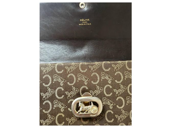Céline Vintage Umhängetasche Braun Golden - Ansicht 5