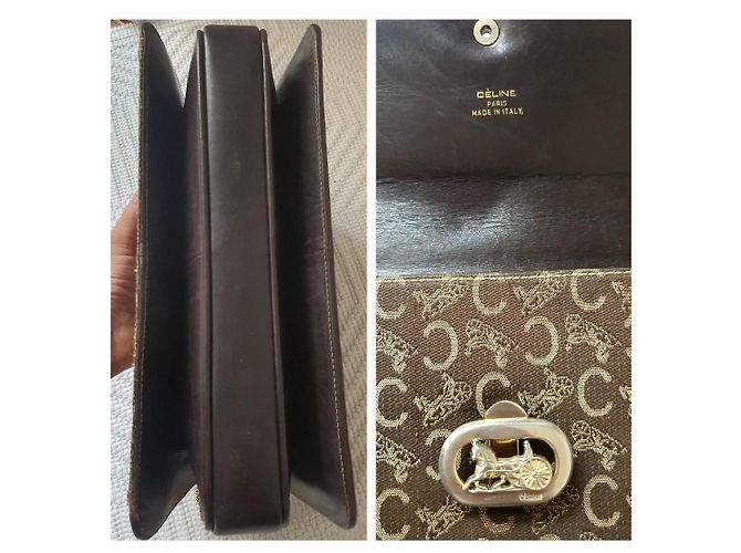 Céline Vintage Umhängetasche Braun Golden - Ansicht 9