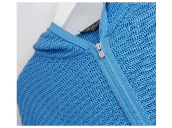 Chaqueta de cárdigan de seda y algodón azul brillante Loro Piana - vista 4