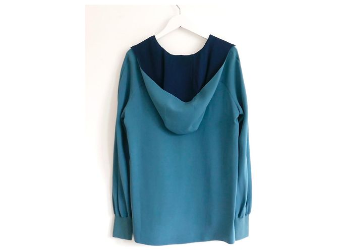 Blusa con capucha Isida de seda Loro Piana Azul Turquesa - vista 5