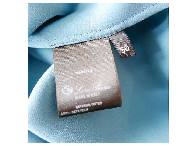 Blusa con capucha Isida de seda Loro Piana Azul Turquesa - vista 7