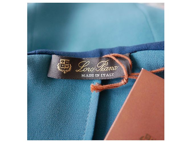 Blusa con capucha Isida de seda Loro Piana Azul Turquesa - vista 8