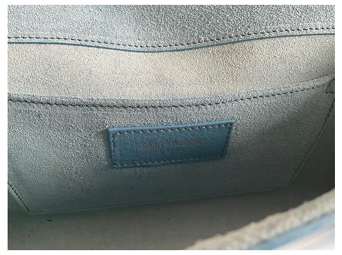Pochette Saint Laurent Chyc in pelle azzurra Blu chiaro - vista 4