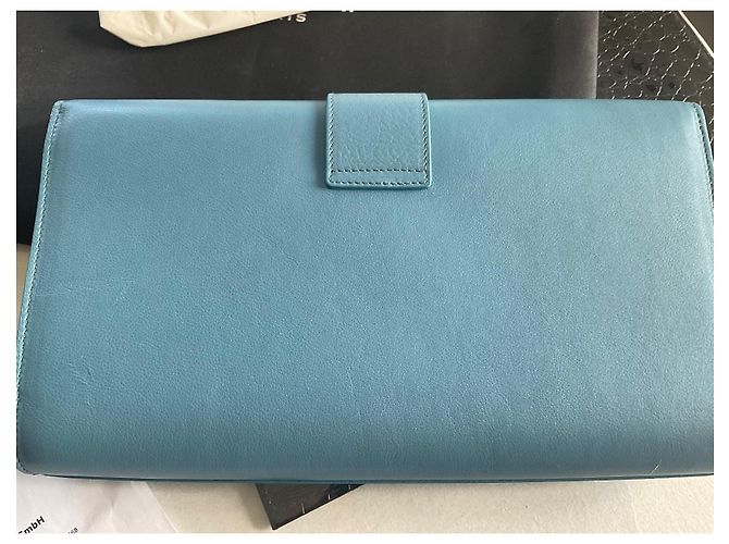 Pochette Saint Laurent Chyc in pelle azzurra Blu chiaro - vista 5