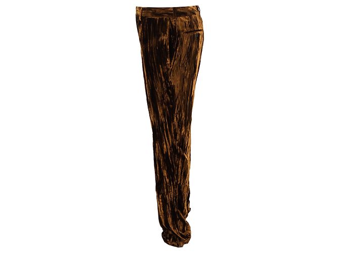 Pantalones rectos ajustados de terciopelo marrón Saint Laurent Castaño - vista 2