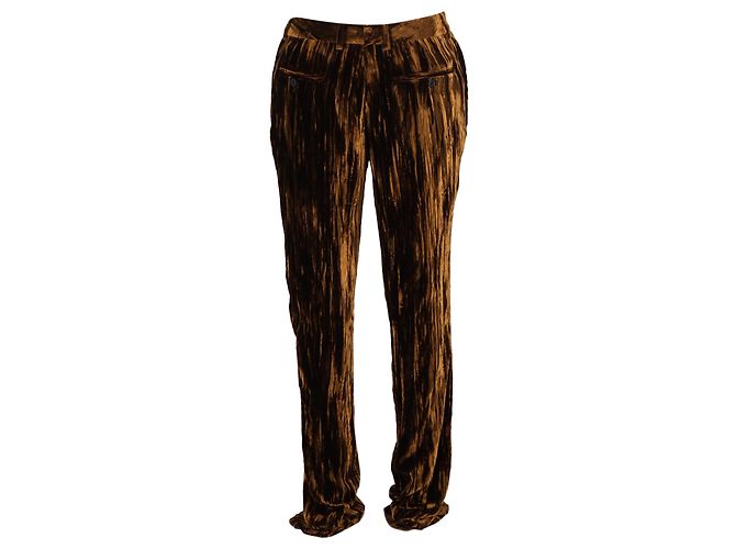 Pantalones rectos ajustados de terciopelo marrón Saint Laurent Castaño - vista 3
